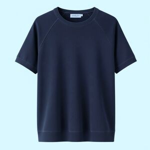 Everlane The Raglan Crew Short-Sleeve Sweatshirt – Navy (XS)